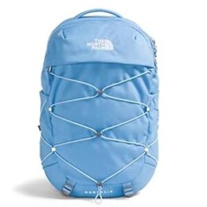 The North Face Light Blue Backpack with Bungee Cord
